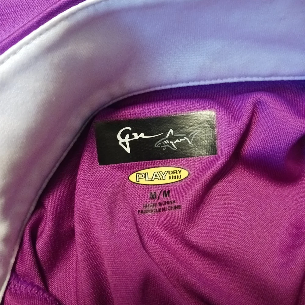 GREG NORMAN Womens Medium Black Purple Playdry 1/4 Zip Athletic Top - Picture 2 of 7